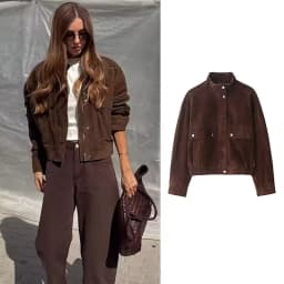 Women Suede Leather Jacket with Pockets Autumn Fashion High Collar Long Sleeve Button Jacket Lady Coats Causal Female Chic Tops