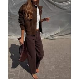 Women Suede Leather Jacket with Pockets Autumn Fashion High Collar Long Sleeve Button Jacket Lady Coats Causal Female Chic Tops