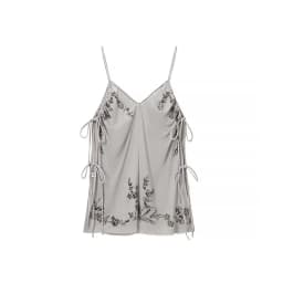 Nlzgmsj 2026 Women Sequin Embroidery Two Piece Set Spaghetti Strap Deep V Neck Side Tie Up Cami Top Lantern Loose Pants Vacation