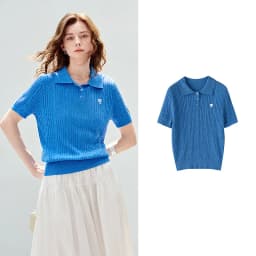 TOYOUTH Women Knit Top Summer 2026 Tianshuang Linen High Intelligence Retro Cable Knit Temperament Short Sleeve Elegant Style
