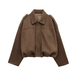 HH Women's Suede Texture Jacket High Street Turn-Down Collar Long Sleeve Elastic Zipper Button Solid Spring Trendy Coat