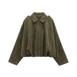 HH Women's Suede Texture Jacket High Street Turn-Down Collar Long Sleeve Elastic Zipper Button Solid Spring Trendy Coat