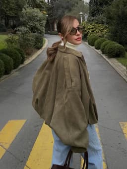 HH Women's Suede Texture Jacket High Street Turn-Down Collar Long Sleeve Elastic Zipper Button Solid Spring Trendy Coat