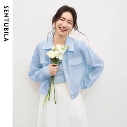 SENTUBILA Lyocell Shirt Women Sun Protection See-Through Tops 2026 Spring Summer Short Shirt Jacket Woman Shackets Q61WF6012