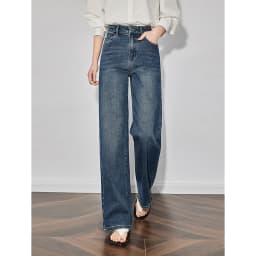 TOYOUTH Women Denim Jeans 2025 Spring New Fashionable Embroidered Mid Wasit Versatile Wide Leg Pants
