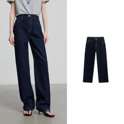 TOYOUTH Women Denim Jeans 2025 Spring New Fashionable Embroidered Mid Wasit Versatile Wide Leg Pants