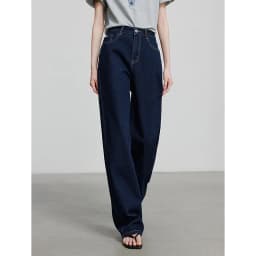 TOYOUTH Women Denim Jeans 2025 Spring New Fashionable Embroidered Mid Wasit Versatile Wide Leg Pants