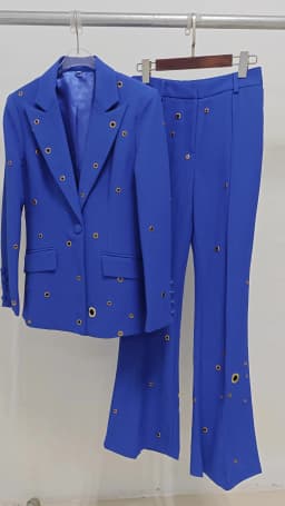 HIGH STREET 2026 FW Designer Fashion Runway Suit Set Ladies Slim Fit Single Button Rivet Gromet Blazer Jacket Pants Suit