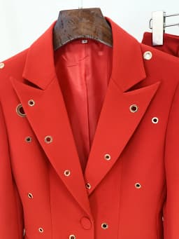 HIGH STREET 2026 FW Designer Fashion Runway Suit Set Ladies Slim Fit Single Button Rivet Gromet Blazer Jacket Pants Suit