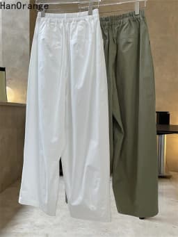 HanOrange 2026 Summer Fashion Simple High Waist Wide Leg Pants Women Loose Thin Casual Silhouette Trousers Female Vintage