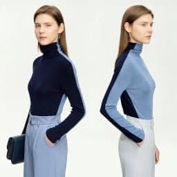 Amii Women Sweaters 2024 Winter Minimalism Long Sleeve High Neck Slim Soft Knit Tops Jumper Patchwork Sweater Clothing 12414019