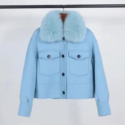 Wool Women Fur Coat New Autumn Winter Real Fox Fur Collar 10% Cashmere 90% Wool Fur Jacket Short Casual Loose Wool Coat