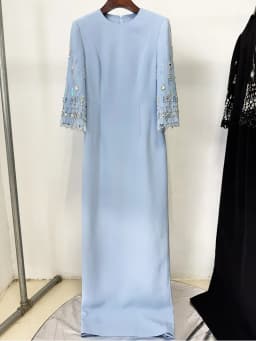 HIGH STREET Newest Fashion 2026 S/S Designer Vestido Women's Half Sleeve Stunning Beaded Long Maxi Dress