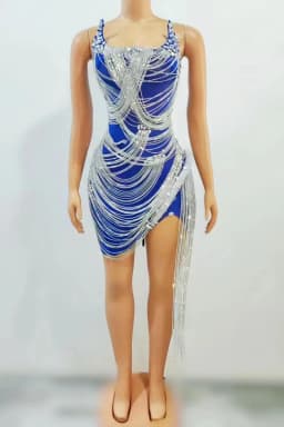 sexy rhinestone Wedding Party Dress Women's fashion Stage Costumes dress