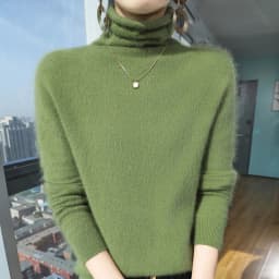 Autumn And Winter New 100% Pure Mink Cashmere Sweater Women's Pile Collar Pullover Slim Sweater Knitted Bottoming Shirt