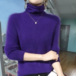 Autumn And Winter New 100% Pure Mink Cashmere Sweater Women's Pile Collar Pullover Slim Sweater Knitted Bottoming Shirt