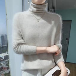 Autumn And Winter New 100% Pure Mink Cashmere Sweater Women's Pile Collar Pullover Slim Sweater Knitted Bottoming Shirt