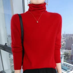 Autumn And Winter New 100% Pure Mink Cashmere Sweater Women's Pile Collar Pullover Slim Sweater Knitted Bottoming Shirt