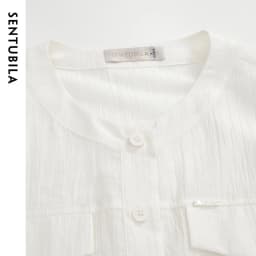 SENTUBILA Lyocell Women Shirt Shacket Single Breasted Long Sleeve Tops 2026 Spring Autumn Cropped Shirts & Blouses 151C57854