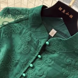 Spring Autumn European American Stand Up Collar Single Breasted Lace Dress Women Elegant Embroidery Large Swing Long Dress C205