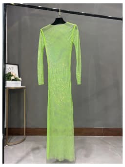 Club Apparel Sexy Rhinestone Dresses Long Sleeve Extra Diamond Dress
