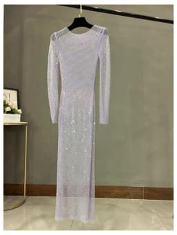 Club Apparel Sexy Rhinestone Dresses Long Sleeve Extra Diamond Dress