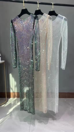 Club Apparel Sexy Rhinestone Dresses Long Sleeve Extra Diamond Dress