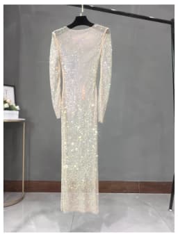 Club Apparel Sexy Rhinestone Dresses Long Sleeve Extra Diamond Dress