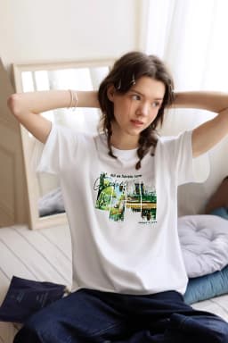 VIMLY Pure Cotton Women's Graphic T-Shirt 2026 Summer Tee Shirt Ladies Short Sleeve T-shirt Loose Simple Printed Tops M9828
