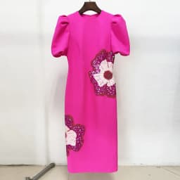 HIGH STREET Newest 2025 Designer Fashion Women's Beaded  Sequin Three-Dimensional Flower Short Sleeve Dress