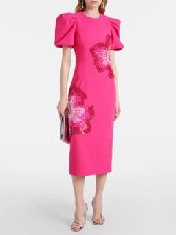 HIGH STREET Newest 2025 Designer Fashion Women's Beaded  Sequin Three-Dimensional Flower Short Sleeve Dress