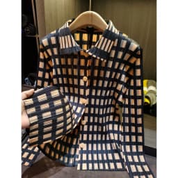 Miyake Pleated Shirt 2026 Spring Summer Plaid Top Women's Simple Loose Slim Versatile Casual Long Sleeve Single-Breasted Blouse