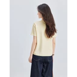 VIMLY Minimalist Cartoon Embroidered Tops for Women 2026 Summer New Versatile Casual Round Neck Cotton Short Sleeve Tee A6625