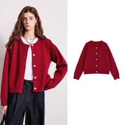 TOYOUTH Women Knitwear 2026 Spring New Crew Neck Cardigan Minimalist Intellectual Chill Tops