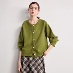 TOYOUTH Women Knitwear 2026 Spring New Crew Neck Cardigan Minimalist Intellectual Chill Tops