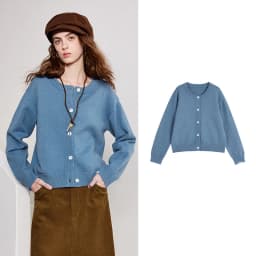 TOYOUTH Women Knitwear 2026 Spring New Crew Neck Cardigan Minimalist Intellectual Chill Tops