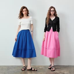TOYOUTH Women Skirt 2026 Summer New Solid Klein Blue Pin Tuck Cocoon Silhouette Petite Midi Skirt
