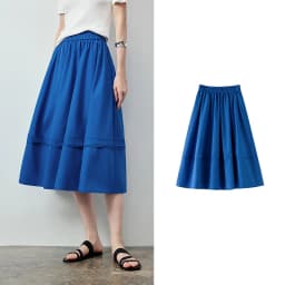 TOYOUTH Women Skirt 2026 Summer New Solid Klein Blue Pin Tuck Cocoon Silhouette Petite Midi Skirt