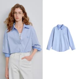 TOYOUTH Women Shirts 2026 Spring New Pure Cotton Striped Double-Layer Collar Niche Design Floral Embroidered Casual Shirt Tops