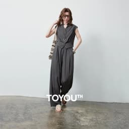 TOYOUTH Women Short Waist Top and Casual Banana Pants 2026 Summer New Old Money Cool Tone Two-Piece Set