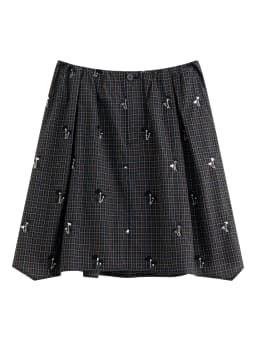 FSLE 【Premium Series】 Women's 2026 Summer New Vintage Beaded Black Plaid Tweed Vest & Skirt Set | Elegant Lady Two-Piece Outfit