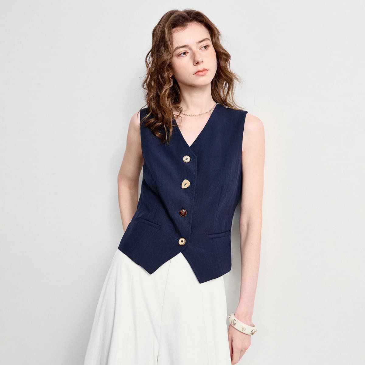 TOYOUTH Women's Old Money Vest Waistcoat 2026 Summer Lyocell Linen Slim Fit Cropped Sleeveless Lightweight Breathable Elegant