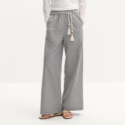 Semir Women Pants Striped 2026 Soft Drape Wide Leg Belted Urban Casual Everyday Style Soft Comfortable Daily Wear Trendy