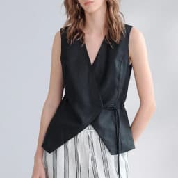 100% Linen V-Neck Vest Women's Tank Top French Vintage Lace-up Top Casual Sleeveless Office Ladies Waist-Cinched Linen Tops