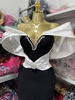 Sexy Women's Dress With Large Shoulders In White And a Cinched Waist With a v-Neck, Long Backless Bandage, And a Long Dress For