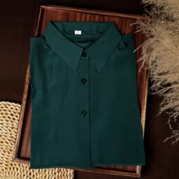 100% mulberry silk shirt women's double crepe matte long-sleeved simple square collar casual commute spring and summer thin