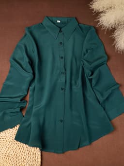 100% mulberry silk shirt women's double crepe matte long-sleeved simple square collar casual commute spring and summer thin
