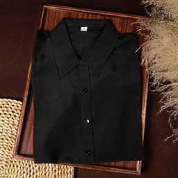 100% mulberry silk shirt women's double crepe matte long-sleeved simple square collar casual commute spring and summer thin