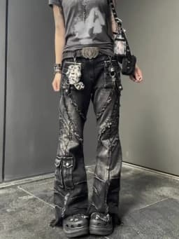 Japanese Y2K 2026 Autumn Winter Women's Denim Flared Jeans Bell Bottom Designer Kpop 2000s Pants Dark Academia Cargo Goblin Core