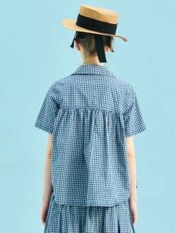 imakokoni Women's Blouses and Shirts Female Clothing 2026 New Collection Tops Doll Collar Ruffle Plaid Short Sleeve Shirt 255011